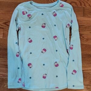 Justice Blue Long Sleeve Cupcake Tee